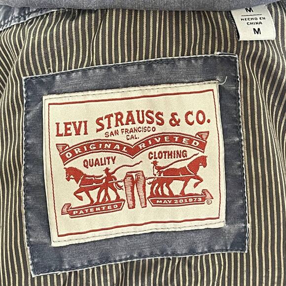 Levi Strauss & Co Blue Military Jacket with Hood Size Medium - Picture 7 of 9